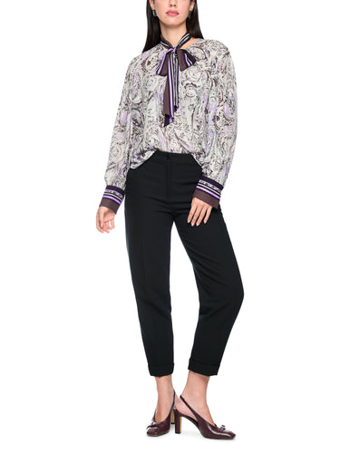 Bluse mit Schleife und Druckmuster
