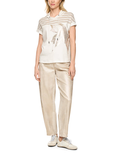 Bluse mit Lurex und goldenem Druck