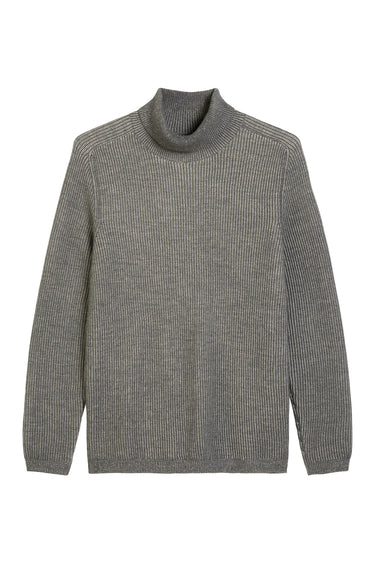 Turtleneck, lambswool cotton mix, bi-color rib structure · Fashion Cloud 67f3622a