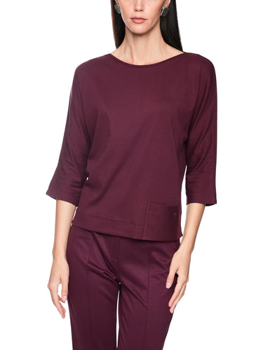 T-shirt en coton stretch à manches 3/4