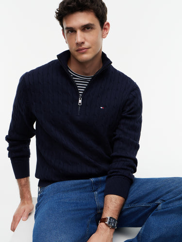 CLASSIC COTTON CABLE ZIP MOCK · Fashion Cloud 05f1a3bb